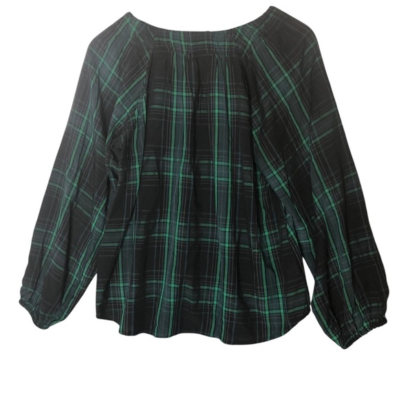 Loft Plaid Blouse Top Women Sz MP Long Sleeve Loose Flowy Office Casual Academia - Picture 4 of 7